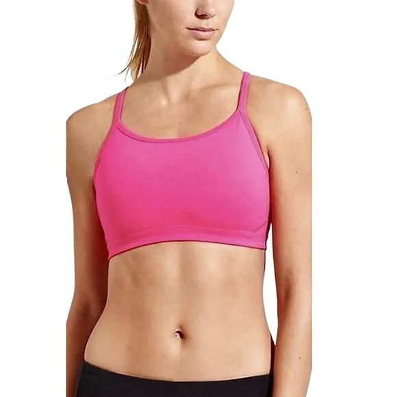 Athleta Chi Athletic Sports Bra Size Small High Neck Women's Workout Hot Pink - Picture 2 of 9